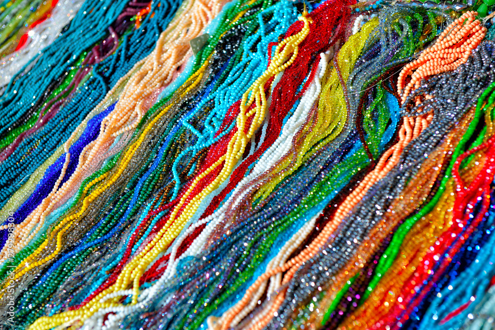 Multicolored beads, background. Jewelry, chains Multicolored beads, background. Jewelry, chains