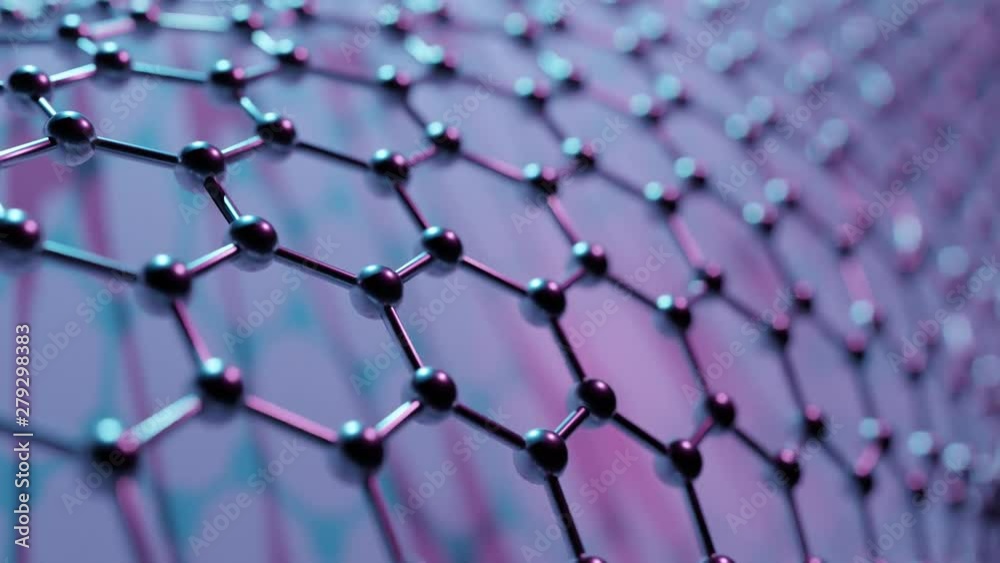 Structure of artificial hexagonal nano material. Nanotechnology concept. Looping animation.