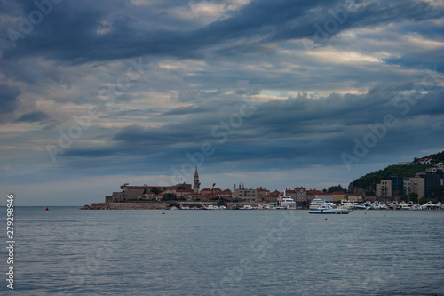 view of old town of Budva, Montenregro in the adriatic sea