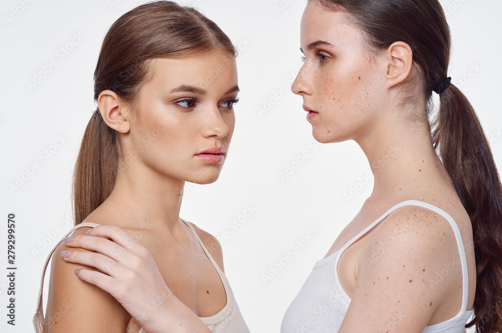 two young girls with perfec skin two young girls with perfec skin