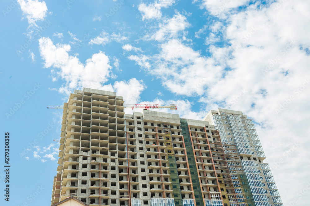 Naklejka premium Facade of a multifamily house on blue sky backgrounds