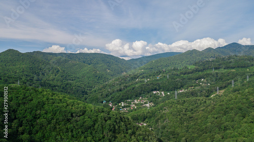 Fototapeta Naklejka Na Ścianę i Meble -  Aerial Nature View of Caucasus mountain at sunny morning