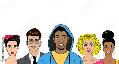 International group of people on white background. Vector illustration