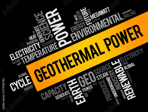 Geothermal Power word cloud collage, industry concept background