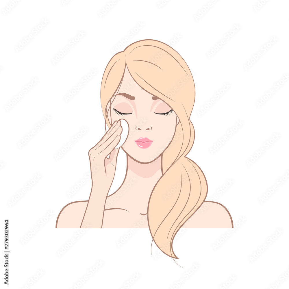 Blonde Girl closed eyes. Isolated image on White background. Vector illustration Blonde Girl closed eyes. Isolated image on White background. Vector illustration