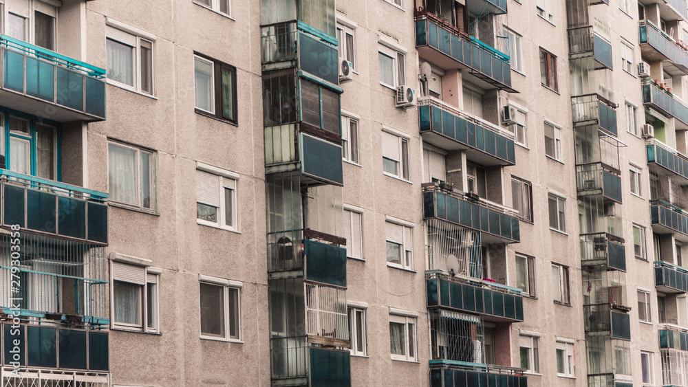 Exterior of the nostalgic architecture of panel houses