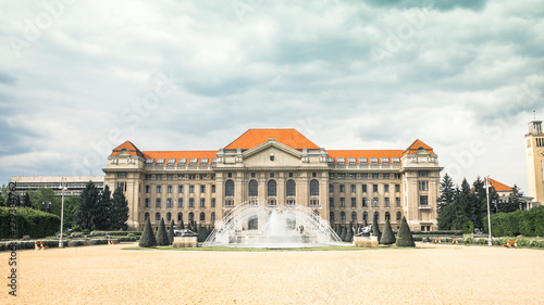Принти на полотні Exterior of the University of Debrecen main Building with Fountain