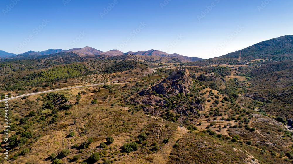 Aerial photo of the Quermanco castle in Vilajuiga, Spain Aerial photo of the Quermanco castle in Vilajuiga, Spain
