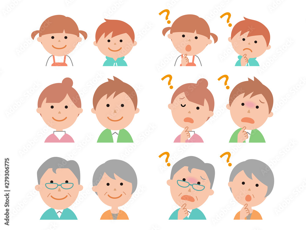 六人家族の表情 顔1 Stock Vector Adobe Stock