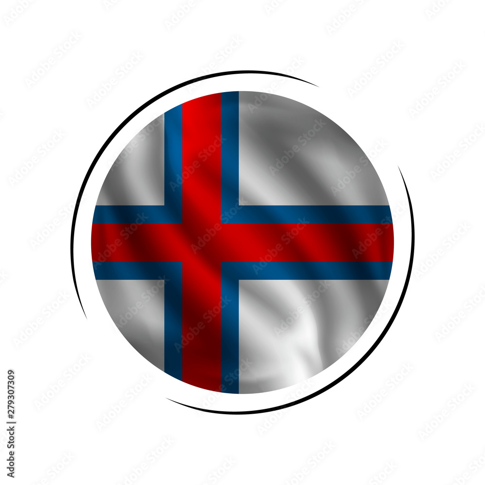 Fototapeta premium Waving Faroes flag, the flag Faroes, vector illustration