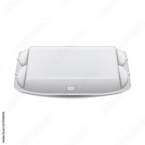 Fotografie, Tablou Box tray for eggs mock up vector template, white empty clamshell container