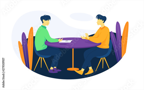 illustration of people on interview process