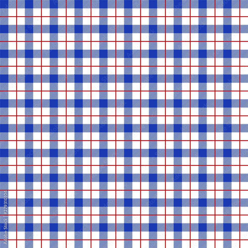 Blue Gingham pattern. Texture for - plaid, tablecloths, clothes, shirts, dresses, paper, bedding, blankets, quilts and other textile products. Vector illustration EPS 10