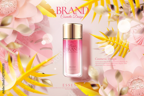Pink skincare bottle ads
