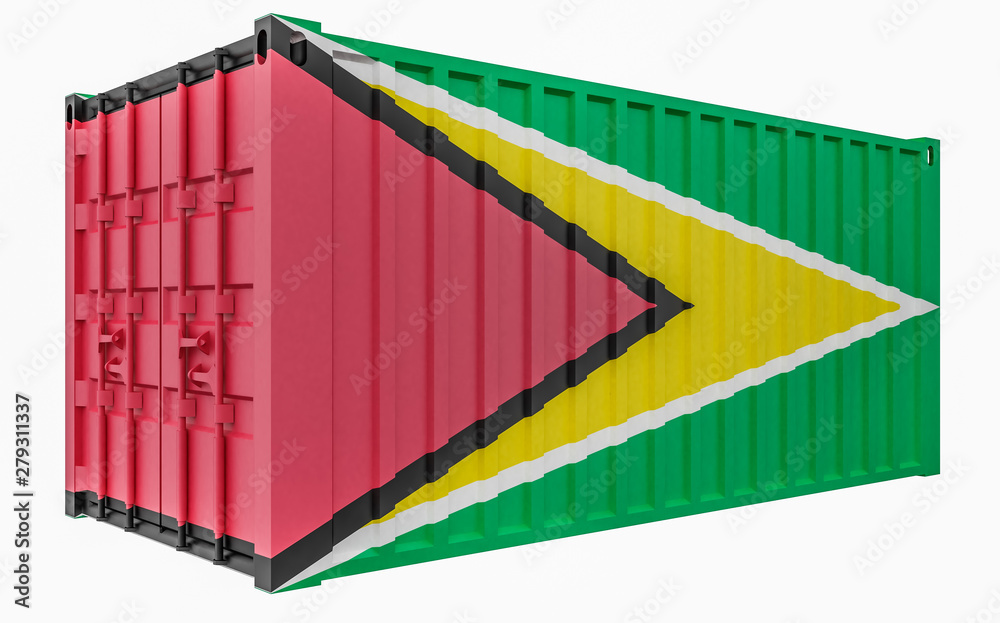3D Illustration of Cargo Container with Guyana Flag 3D Illustration of Cargo Container with Guyana Flag