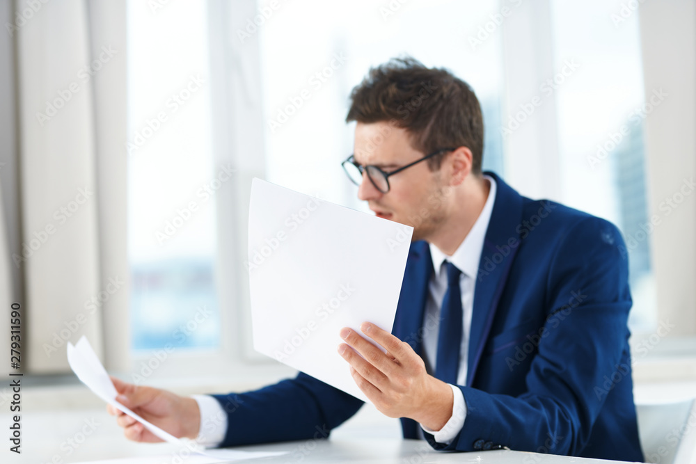 businessman working on laptop in office