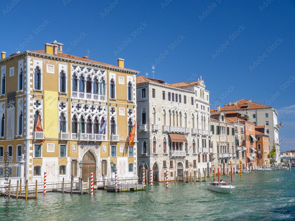 scenic view to old palaces at the canale grande in Venice,