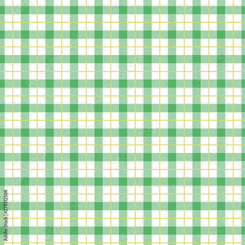 Green Gingham pattern. Texture for - plaid, tablecloths, clothes, shirts, dresses, paper, bedding, blankets, quilts and other textile products. Vector illustration EPS 10