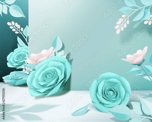paper light blue rose decorative