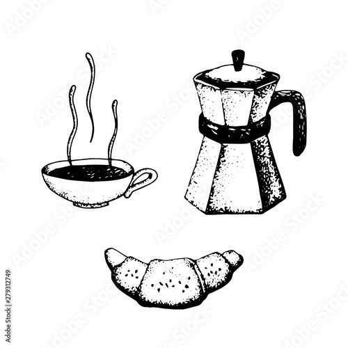 Coffee set hand drawn