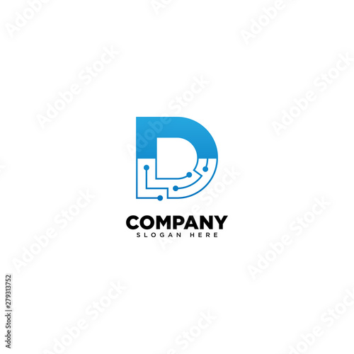Free Download Technology Letter D - vector logo - GFXLoad