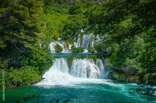 Waterfalls at National Park Krka  Dalmatia  Croatia