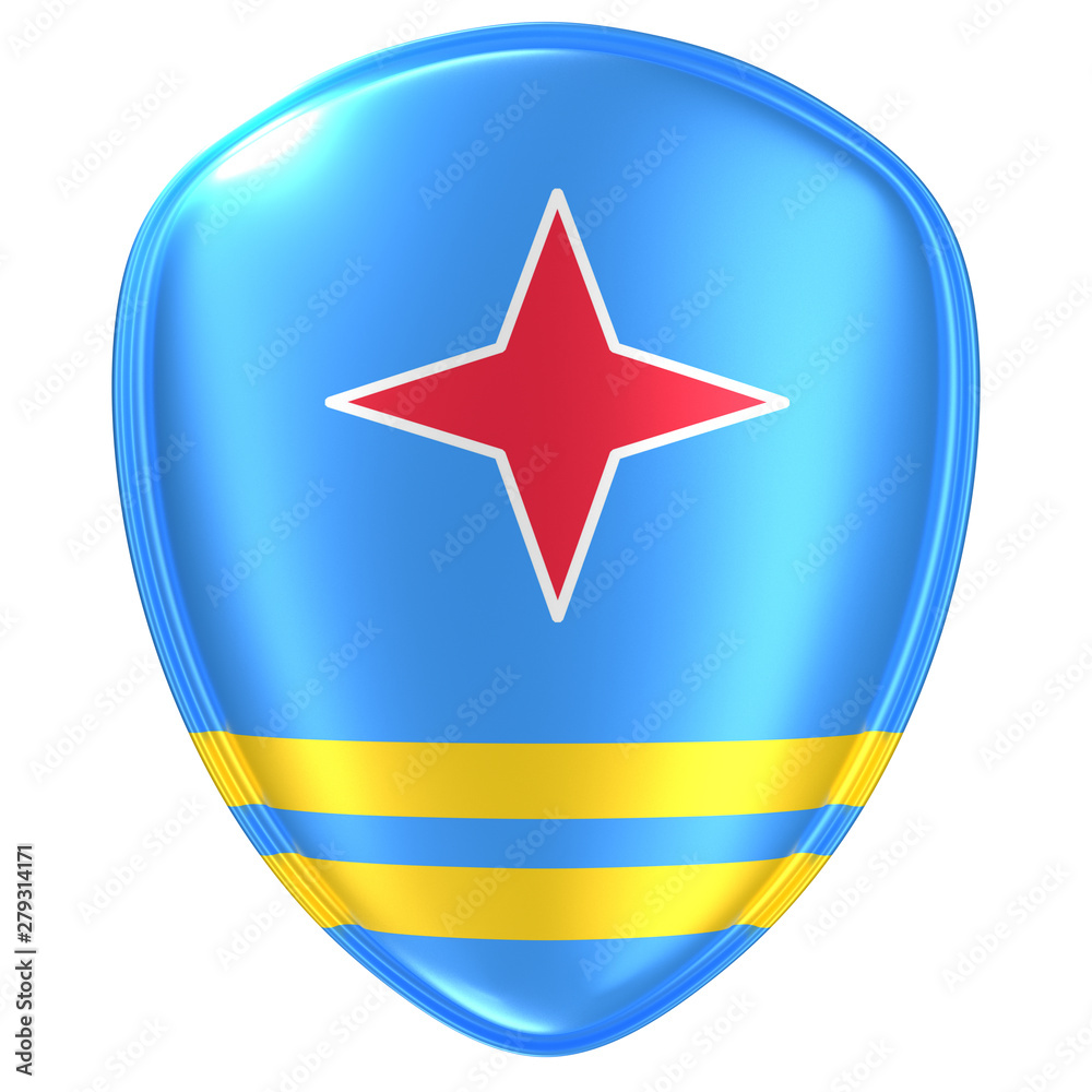 3d rendering of an Aruba flag icon. 3d rendering of an Aruba flag icon.