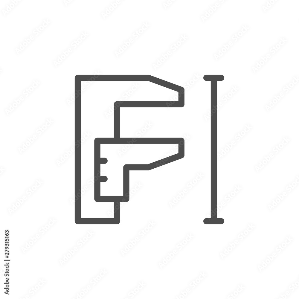 Thickness measurement line outline icon Thickness measurement line outline icon