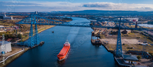Obraz na płótnie A View from a drone of the cityscape of Middlesbrough showing the football stadium w salonie