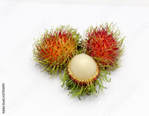 Rambutan isolated on white background with clipping path