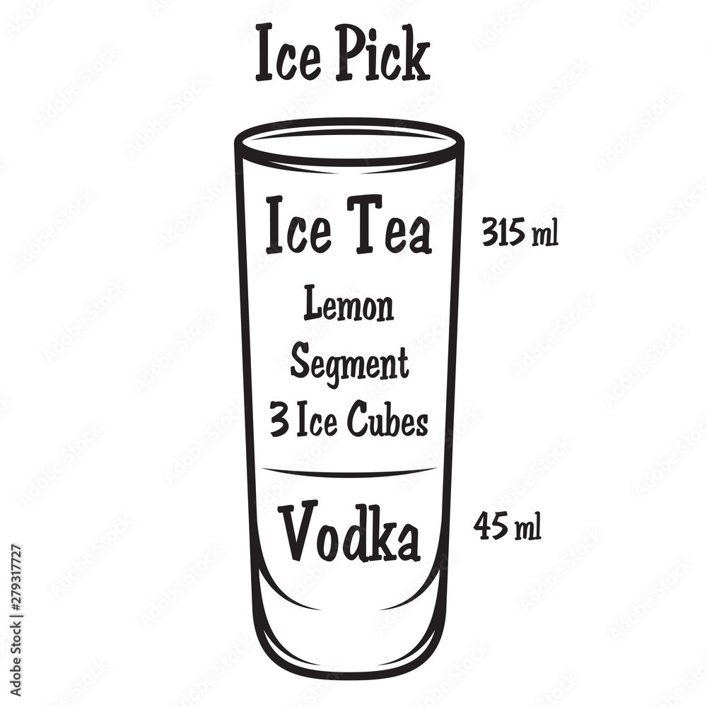 Vector illustration with alcoholic cocktail on background