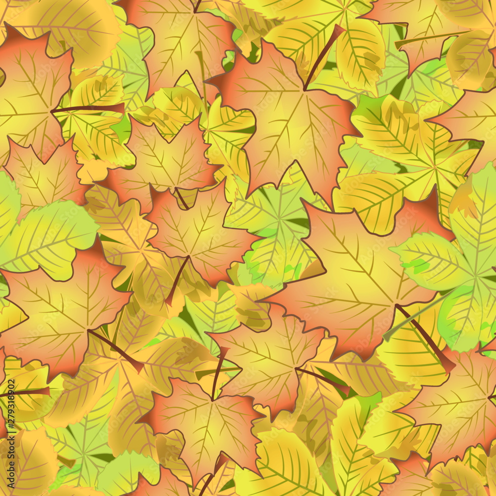 pattern seamless autumn leaves of maple and chestnut seamless background nature