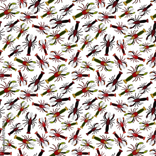 red crayfish seamless pattern. vector illustration
