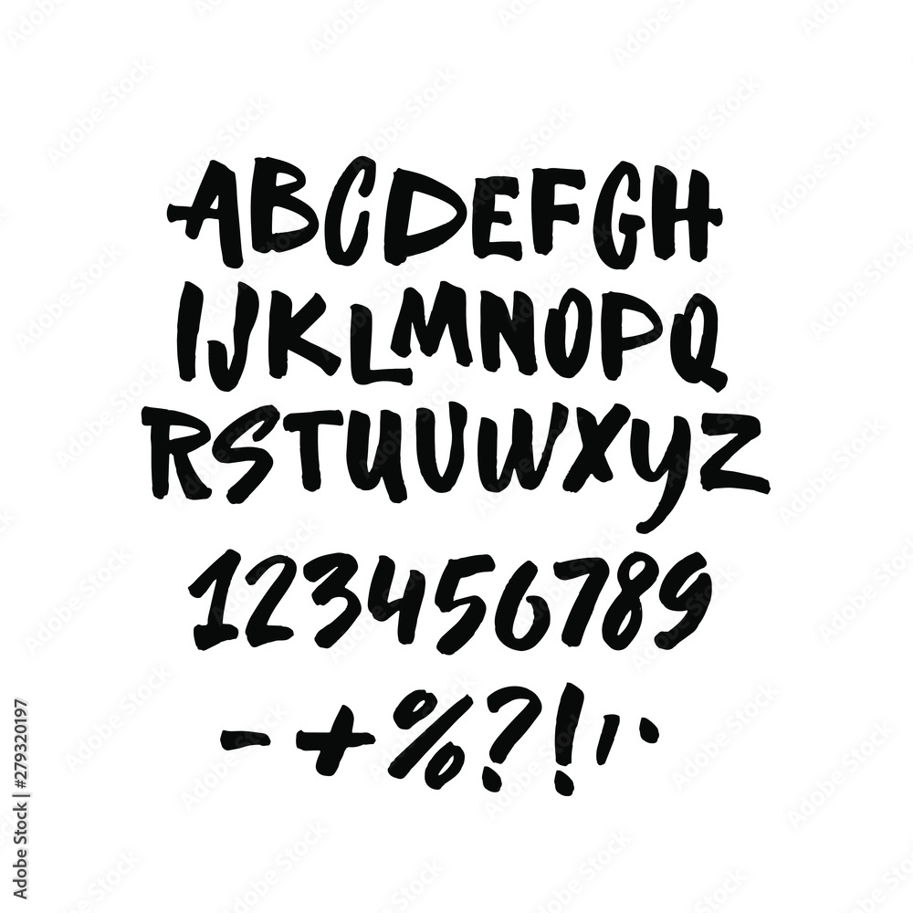 English alphabet. Black and white lettering.Letter. Vector handwritten