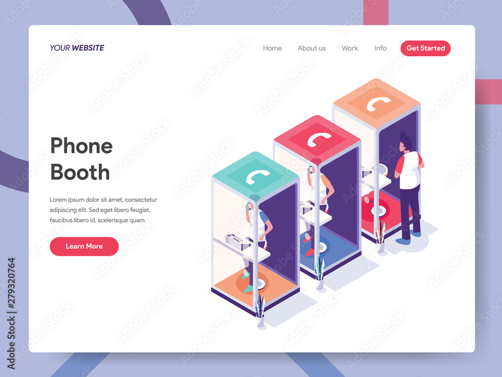 Landing page template of Phone Booth Illustration Concept. Isometric design concept of web page design for website and mobile website.Vector illustration Landing page template of Phone Booth Illustration Concept. Isometric design concept of web page design for website and mobile website.Vector illustration