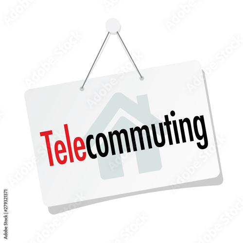 Telecommuting on door sign hanging