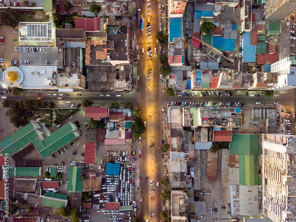 Streets of Maputo from above creating nice pattern, capital city of Mozambique, Africa