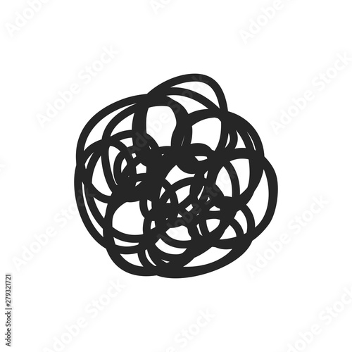 Chaotic scribble line doodle vector isolated on white background