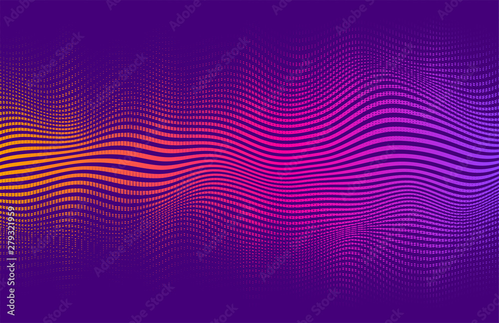 Abstract halftone gradient . Vector vibrant background, with blending colors and textures. - obrazy, fototapety, plakaty 