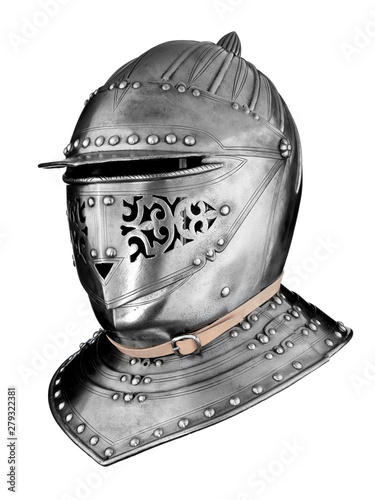 Foto Knights medieval helmet isolated on white