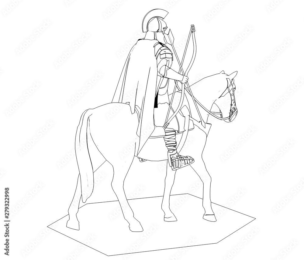 Obraz premium rider, contour visualization, 3D illustration, sketch, outline