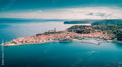 Panorama Aérien de Piran en Slovénie