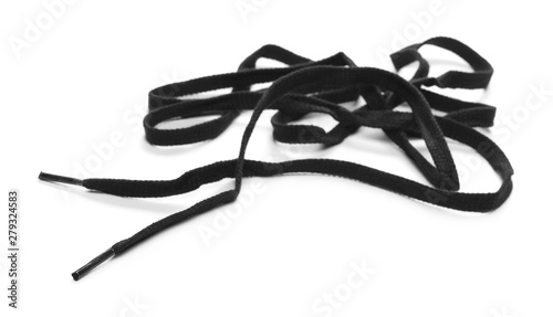 Black shoelaces isolated on white background