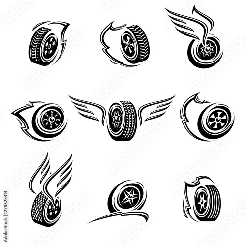 Car wheels collection set. Collection icon wheels. Vector