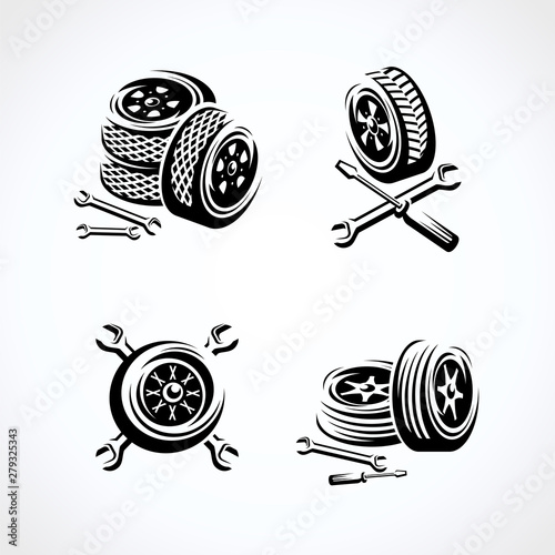 Car wheels collection set. Collection icon wheels. Vector