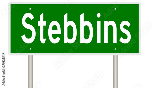 Rendering of a green highway sign for Stebbins Alaska photo
