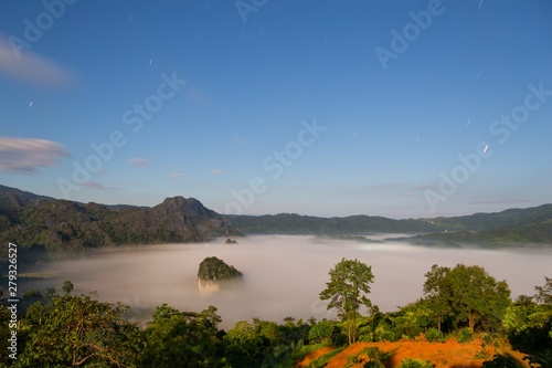 Mountain views and beautiful Mist of Phu Langka National Park  Thailand