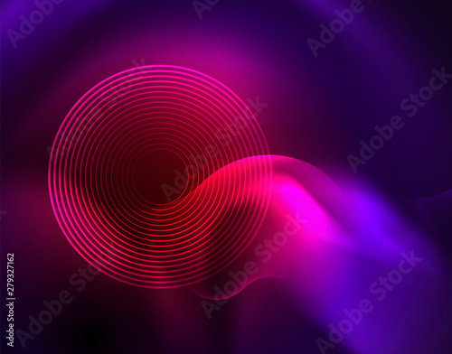 Shiny metallic neon waves vector design