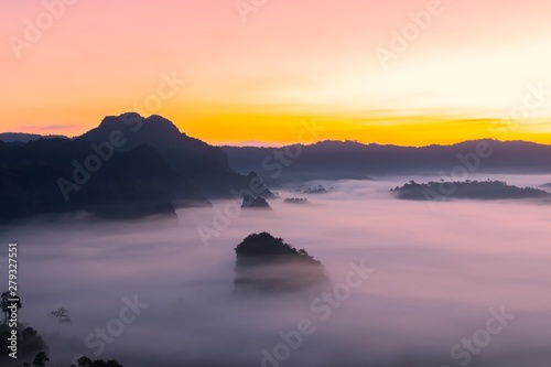 Mountain views and beautiful Mist of Phu Langka National Park, Thailand © rbk365