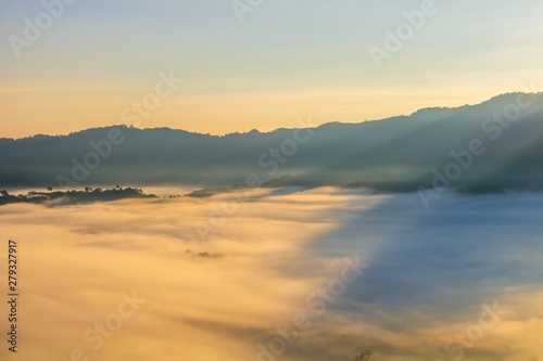 Mountain views and beautiful Mist of Phu Langka National Park  Thailand